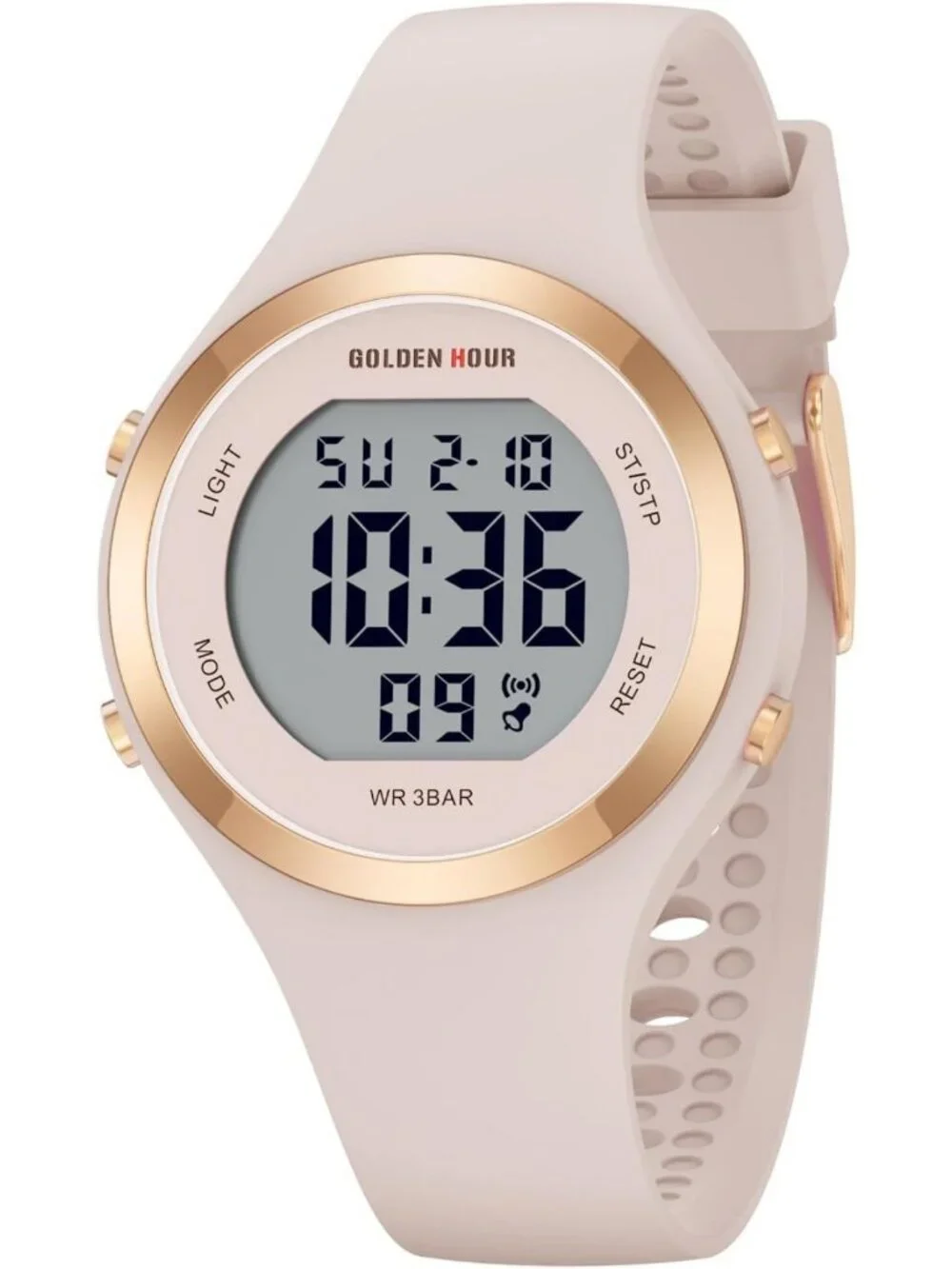 Waterproof Sport Women's Digital Chronograph Watch with Silicone Strap - Stylish